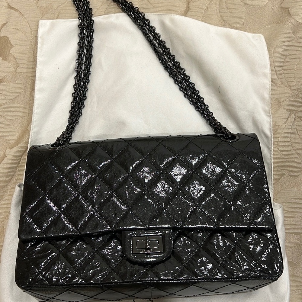 Chanel so black Reissue 226 double flap bag.